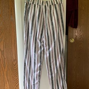 Red/black/white striped pants